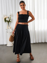 Crop Top & High-Waisted Pleated Oversized Skirt