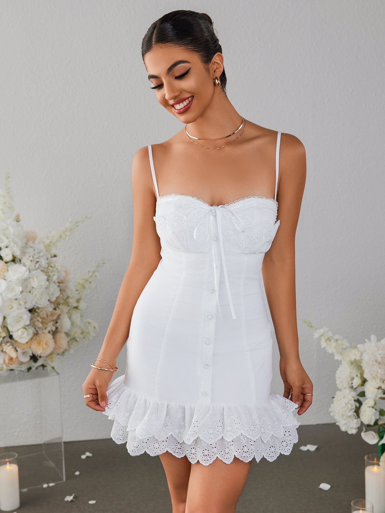 Lace Suspender Hips Mini Dress