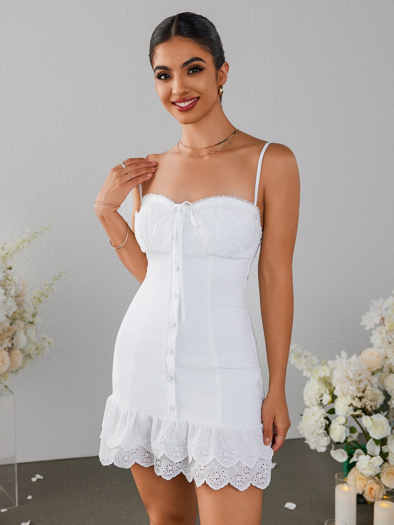 Lace Suspender Hips Mini Dress