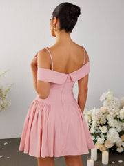 Temperament Suspende Straight-Neck Mini Dress