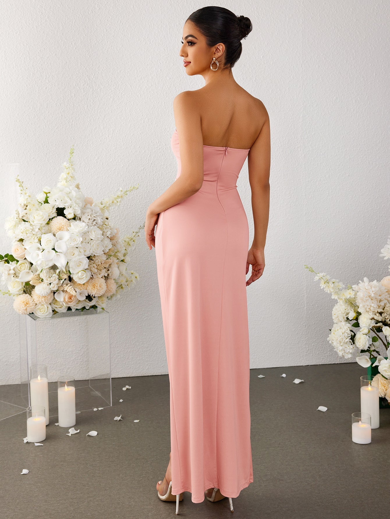 Flower Slim Gentle Bandeau Maxi Dress