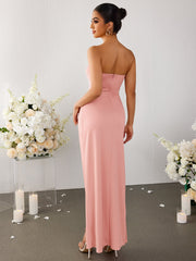 Flower Slim Gentle Bandeau Maxi Dress