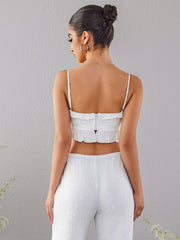 Cut-out Lace Ruffle Cropped Camisole Crop Top