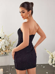 High-End Slim Bandeau Mini Dress