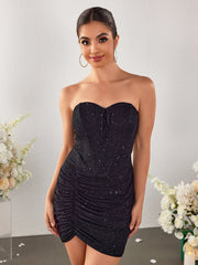 High-End Slim Bandeau Mini Dress