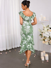 Elegant Printed Resort-Style Midi Dress
