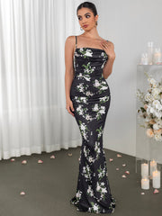 Print Slip Bodycon Gown Maxi Dress