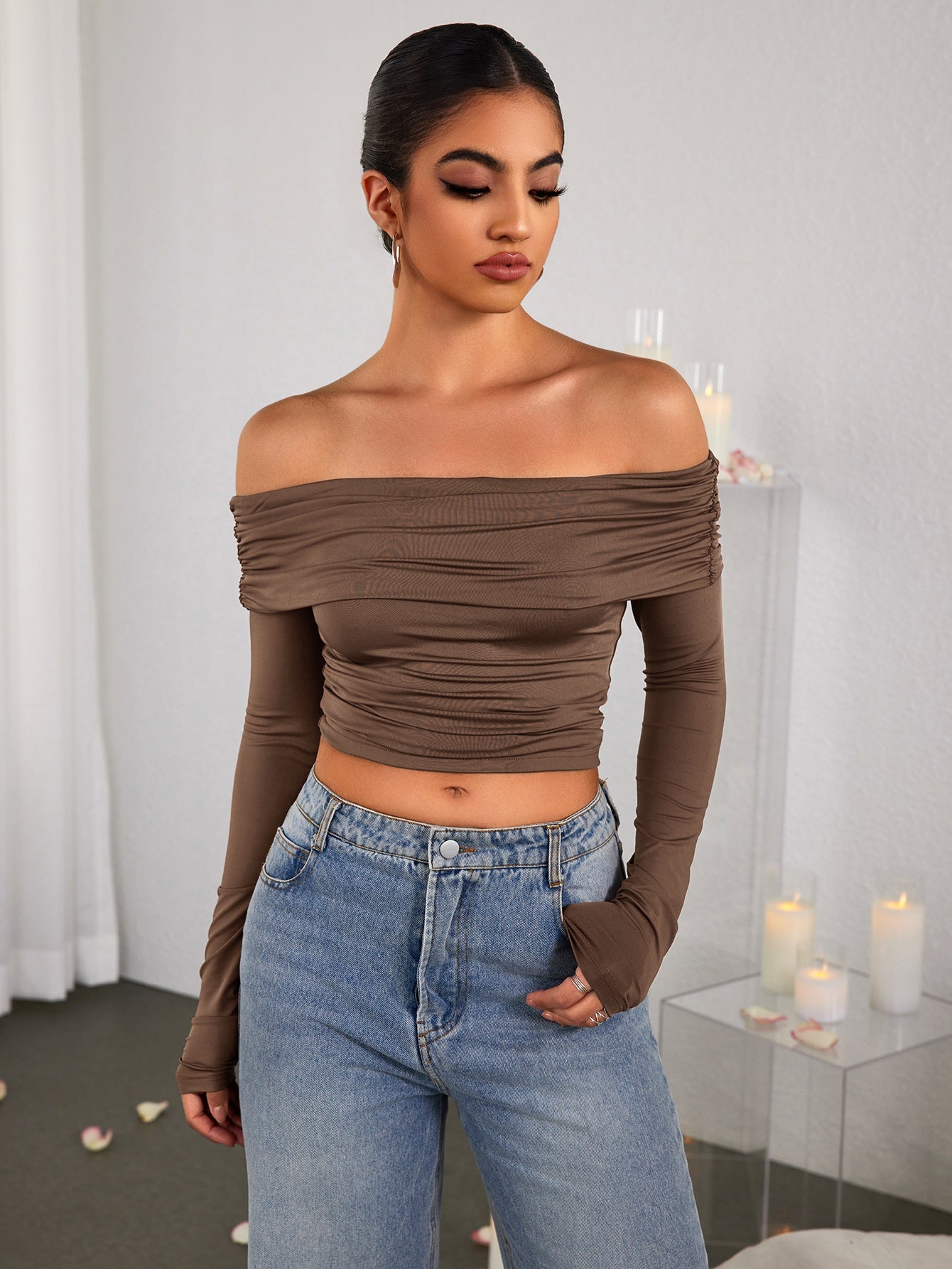 Fashion Solid Strapless Pullover Top