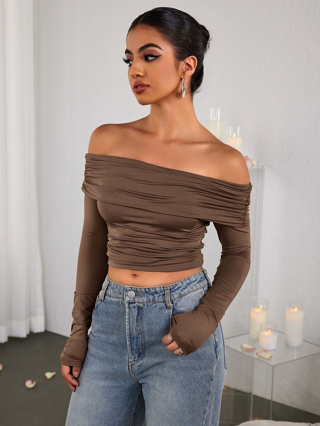Fashion Solid Strapless Pullover Top