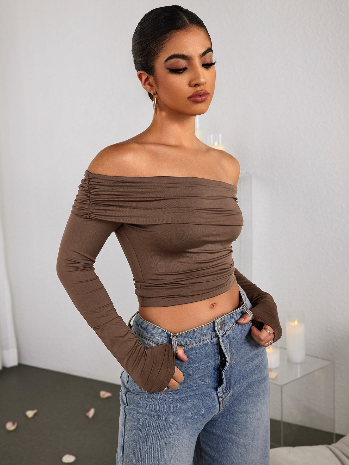 Fashion Solid Strapless Pullover Top