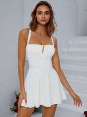 Tie Front Ruched Bust Cami Dress