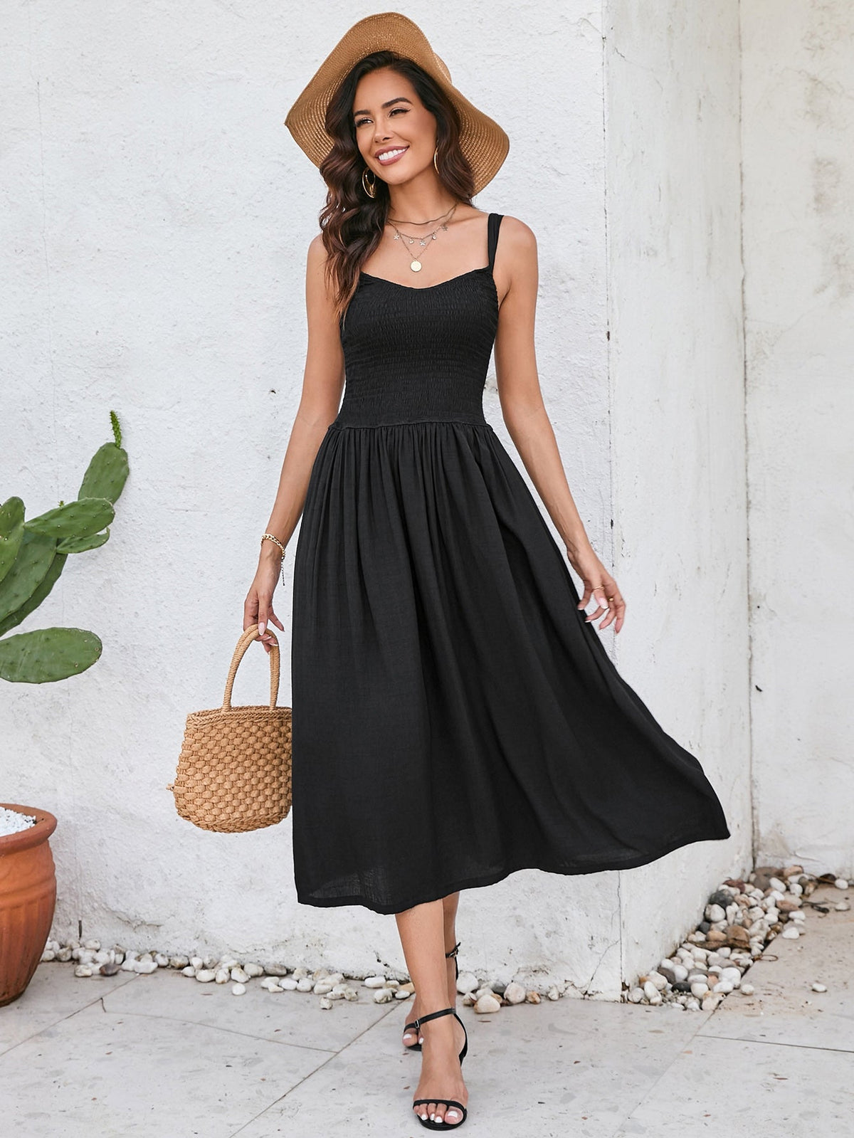 Simple And Fashionable Solid Color Slip Dress
