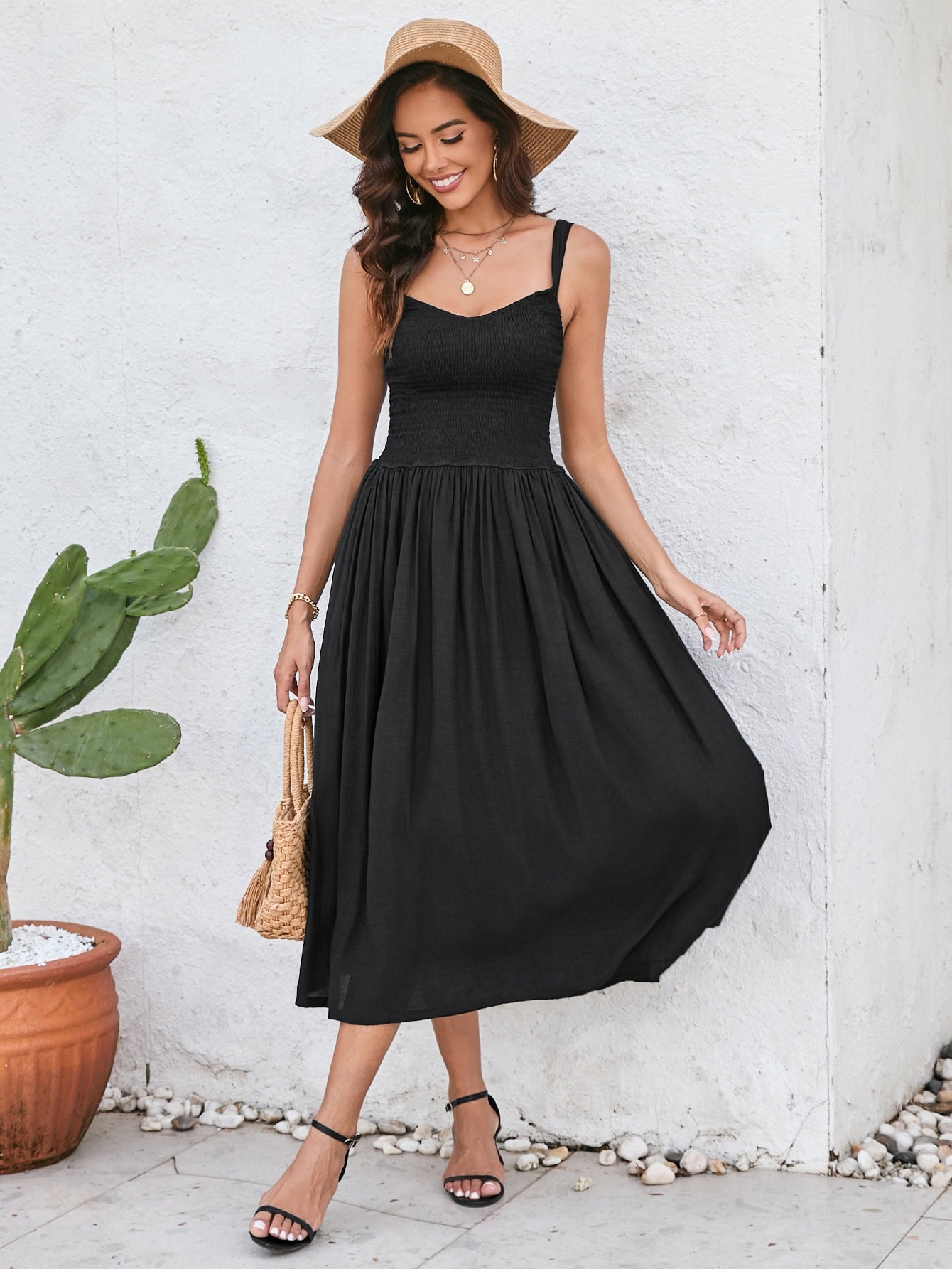 Simple And Fashionable Solid Color Slip Dress
