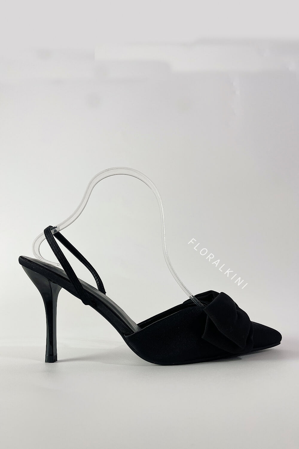 Bow Satin Pointed Toe Slingback Stiletto Heels
