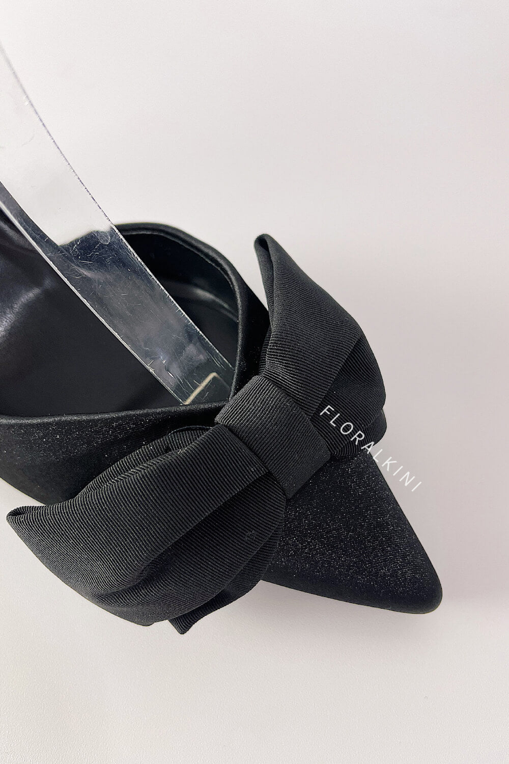 Bow Satin Pointed Toe Slingback Stiletto Heels