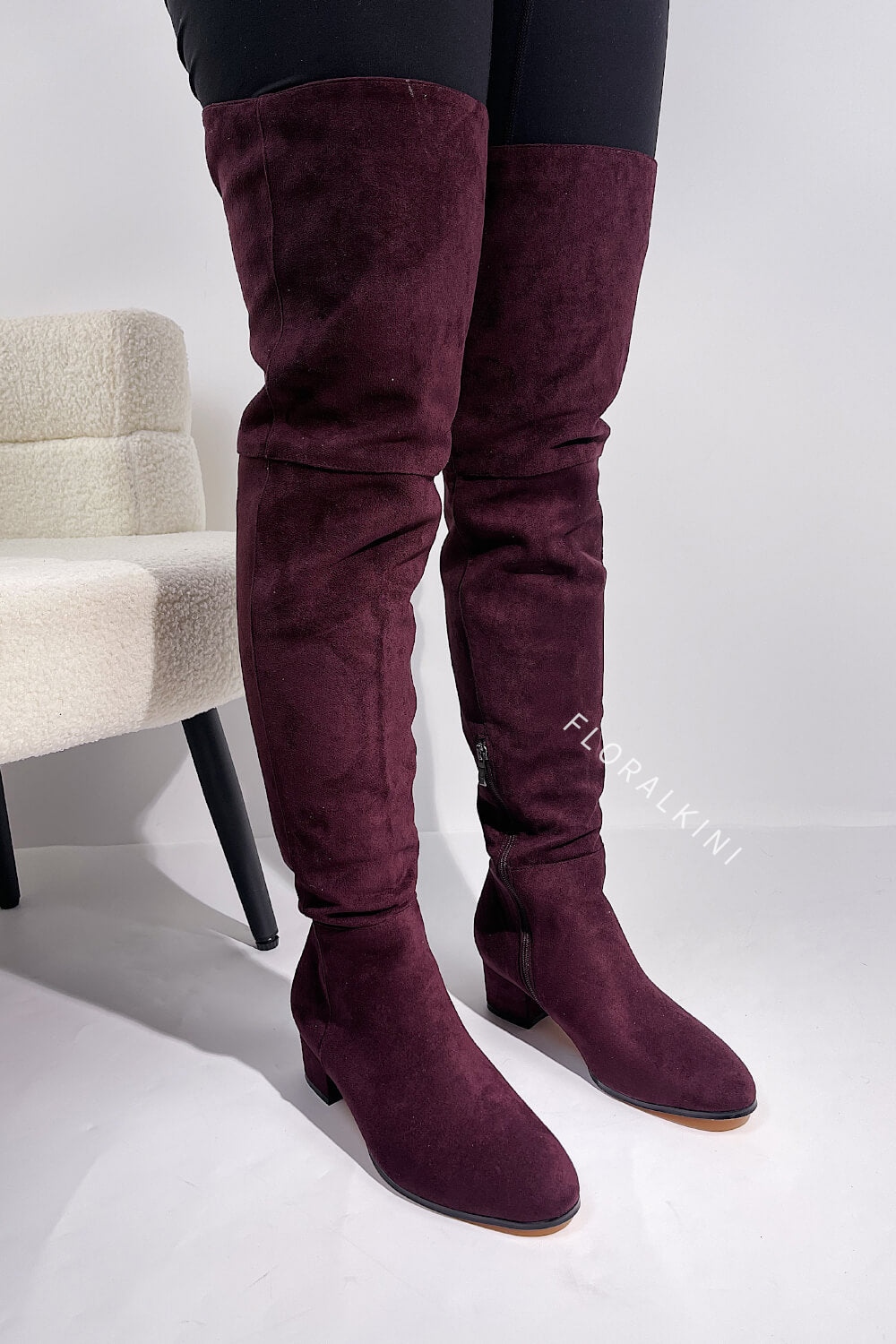 Faux Suede Over-The-Knee Thigh High Flat Boots