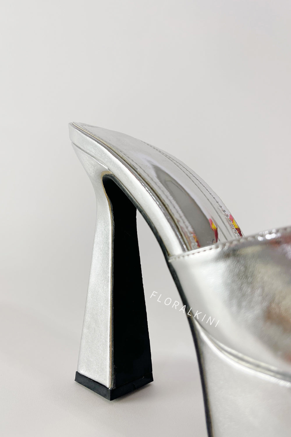 Faux Leather Open Square Toe Platform Block Heeled Mule Sandals