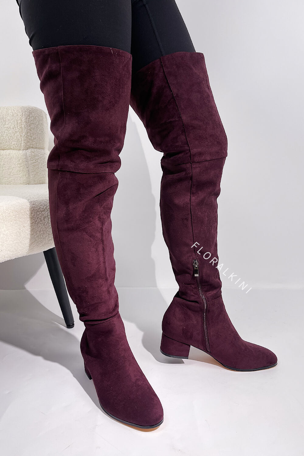 Faux Suede Over-The-Knee Thigh High Flat Boots