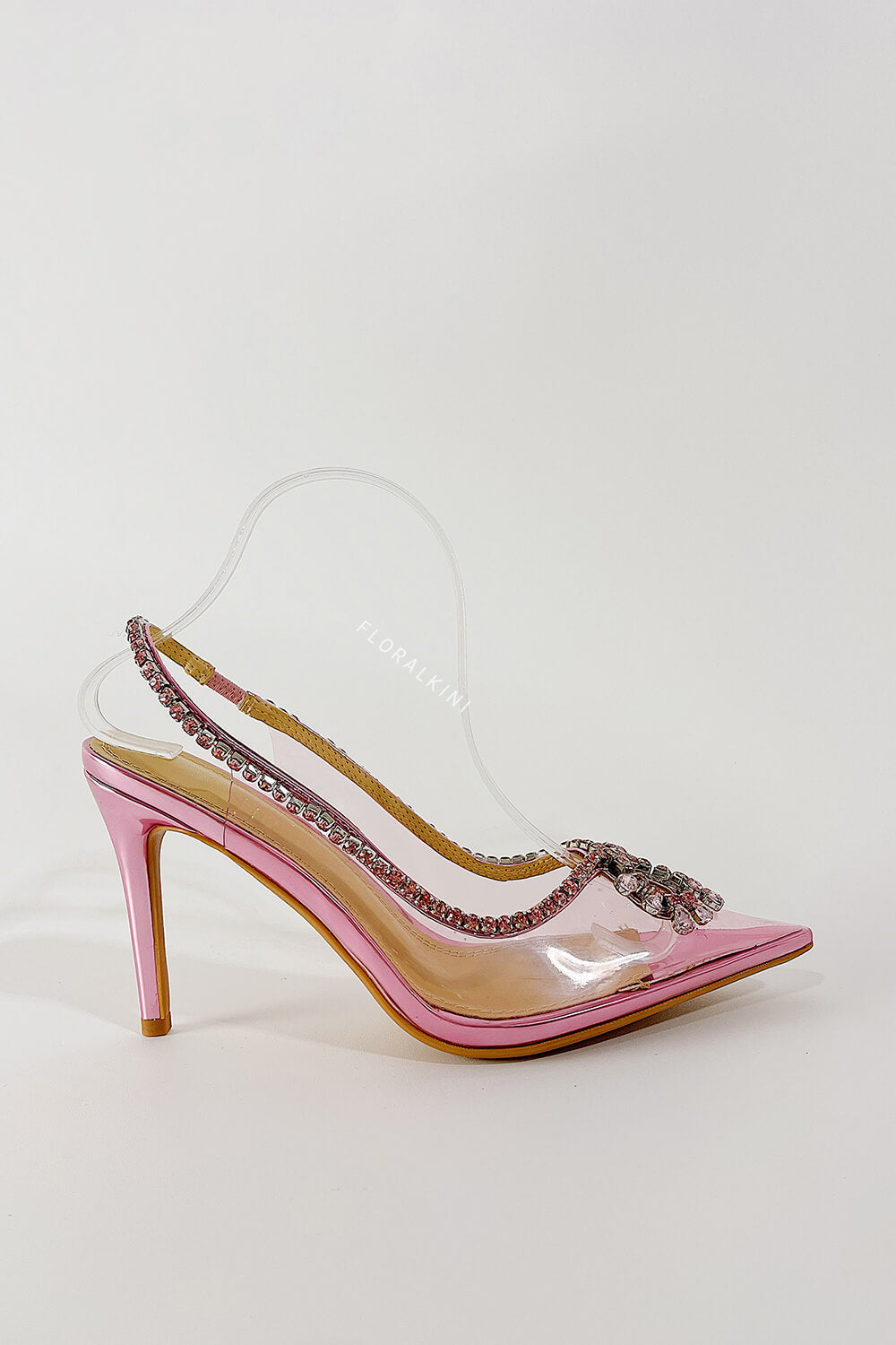 Transparent Crystal Embellished Pvc Slingback Pump Heels