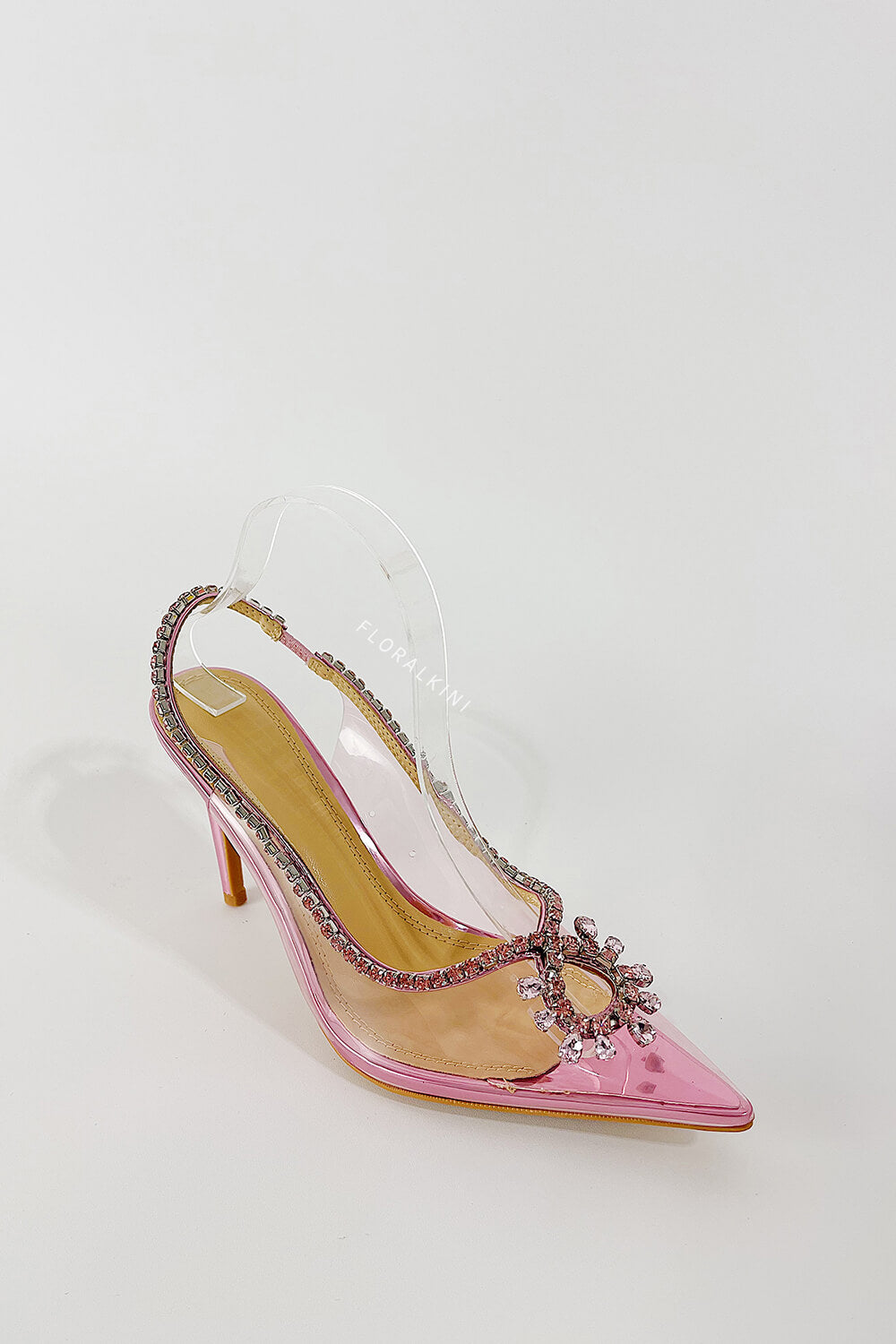 Transparent Crystal Embellished Pvc Slingback Pump Heels