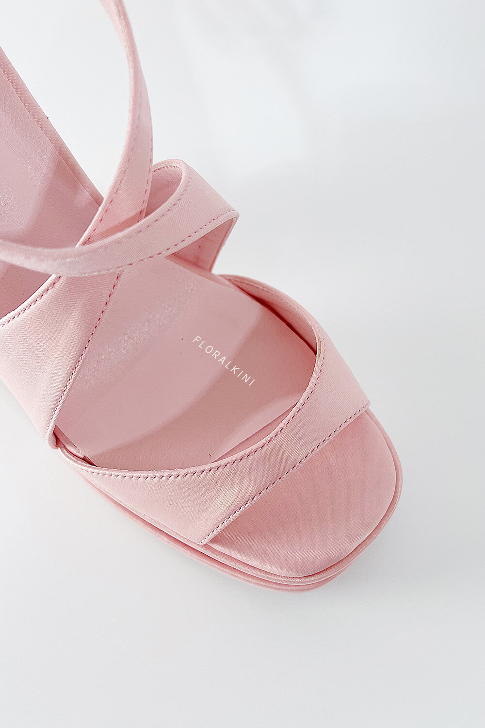 Satin Strappy Square Open Toe Double Platform Block Heeled Sandals
