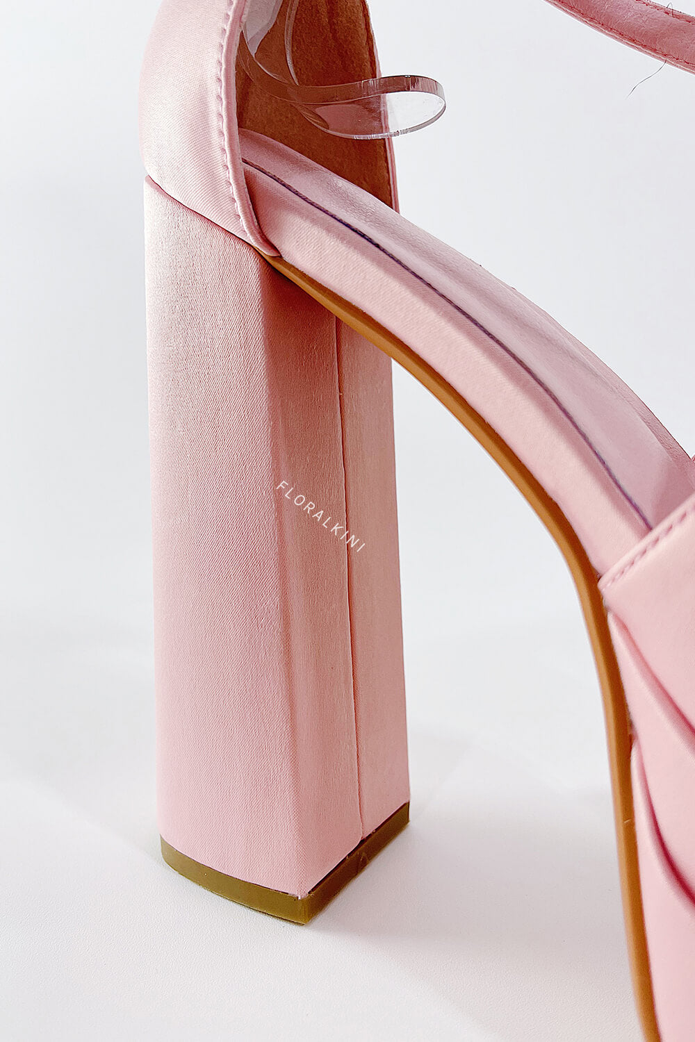 Satin Strappy Square Open Toe Double Platform Block Heeled Sandals