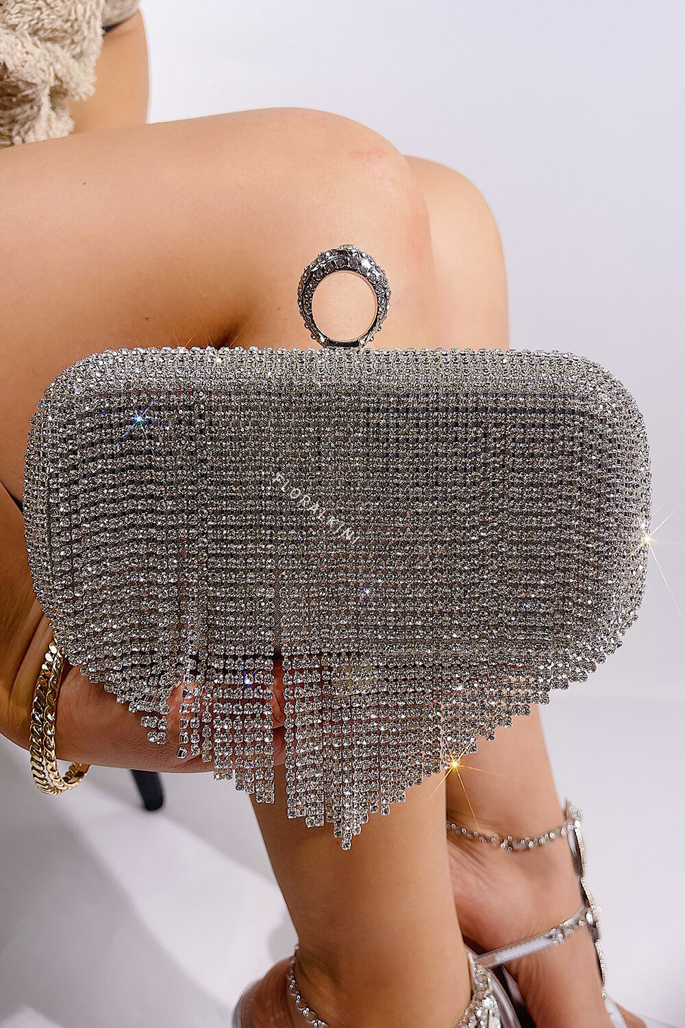 Rhinestone Fringe Evening Clutch