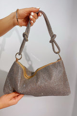 Diamante Rhinestone Knotted Hobo Shoulder Bag