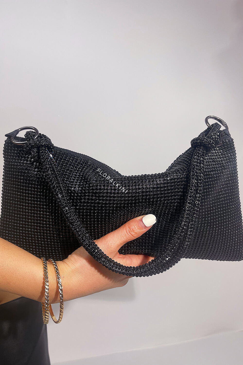 Diamante Rhinestone Knotted Hobo Shoulder Bag
