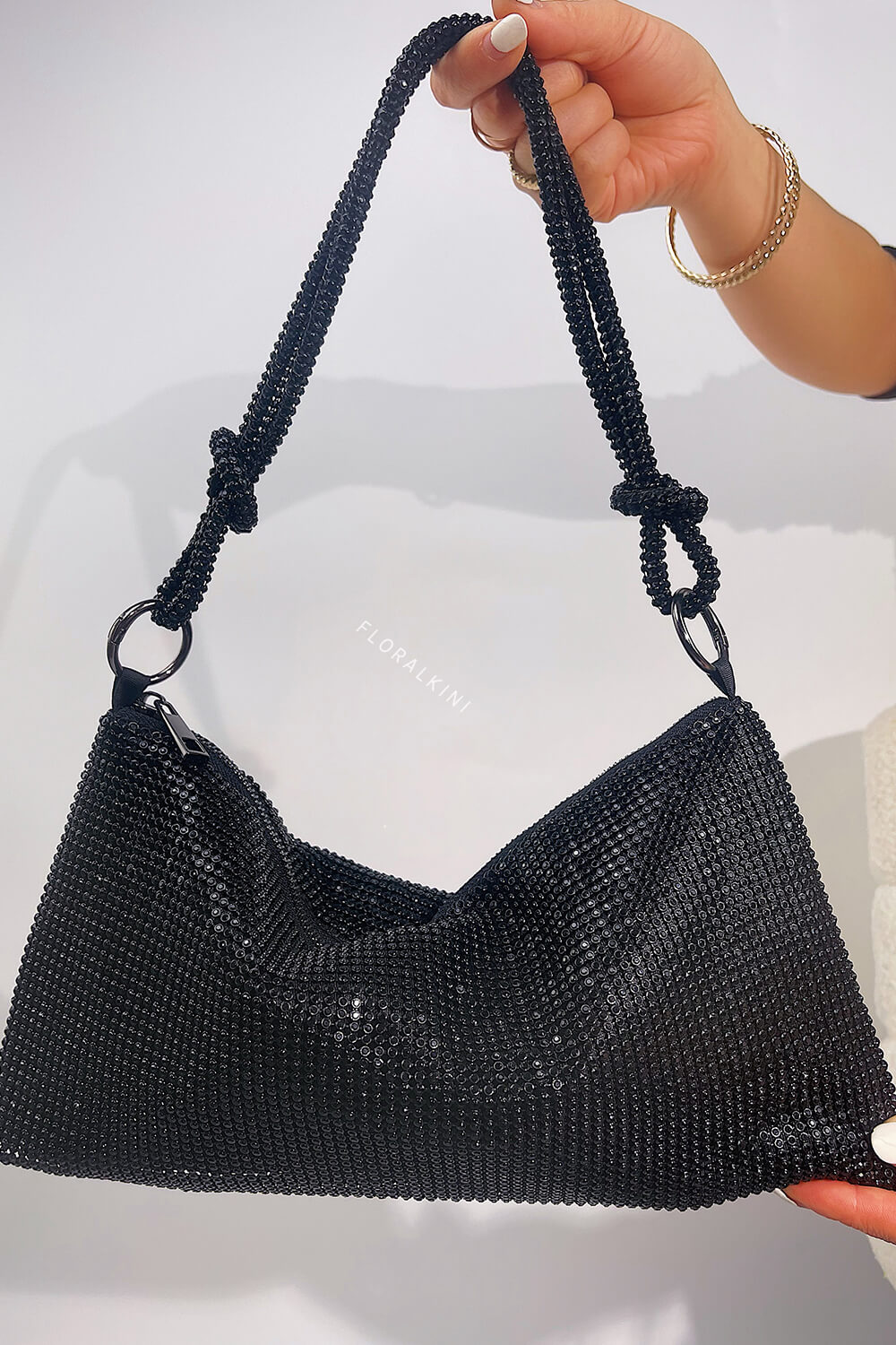 Diamante Rhinestone Knotted Hobo Shoulder Bag
