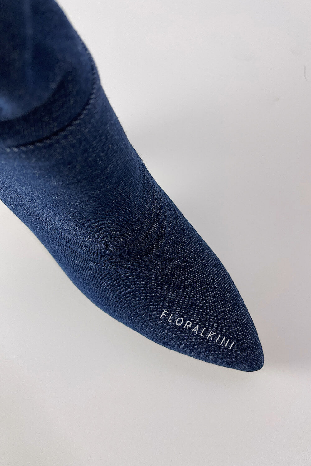 Denim Pointed-Toe Cone Heel Knee High Boots
