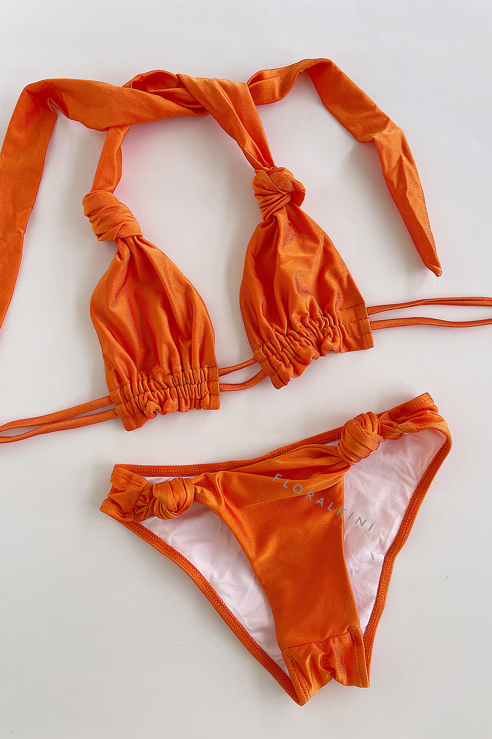 Triangle Knotted Scrunch Back Bikini Set With Frill Detail