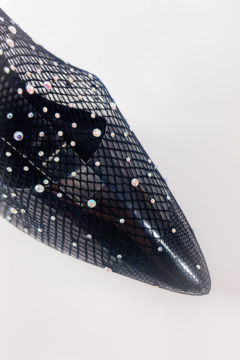 Black Clear Perspex Fishnet Ankle Sock Heels