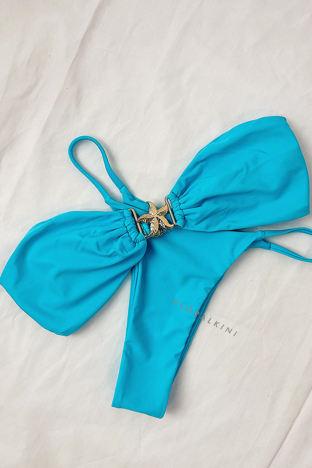 Gold Starfish Detail Bandeau High-Cut Bikini Set