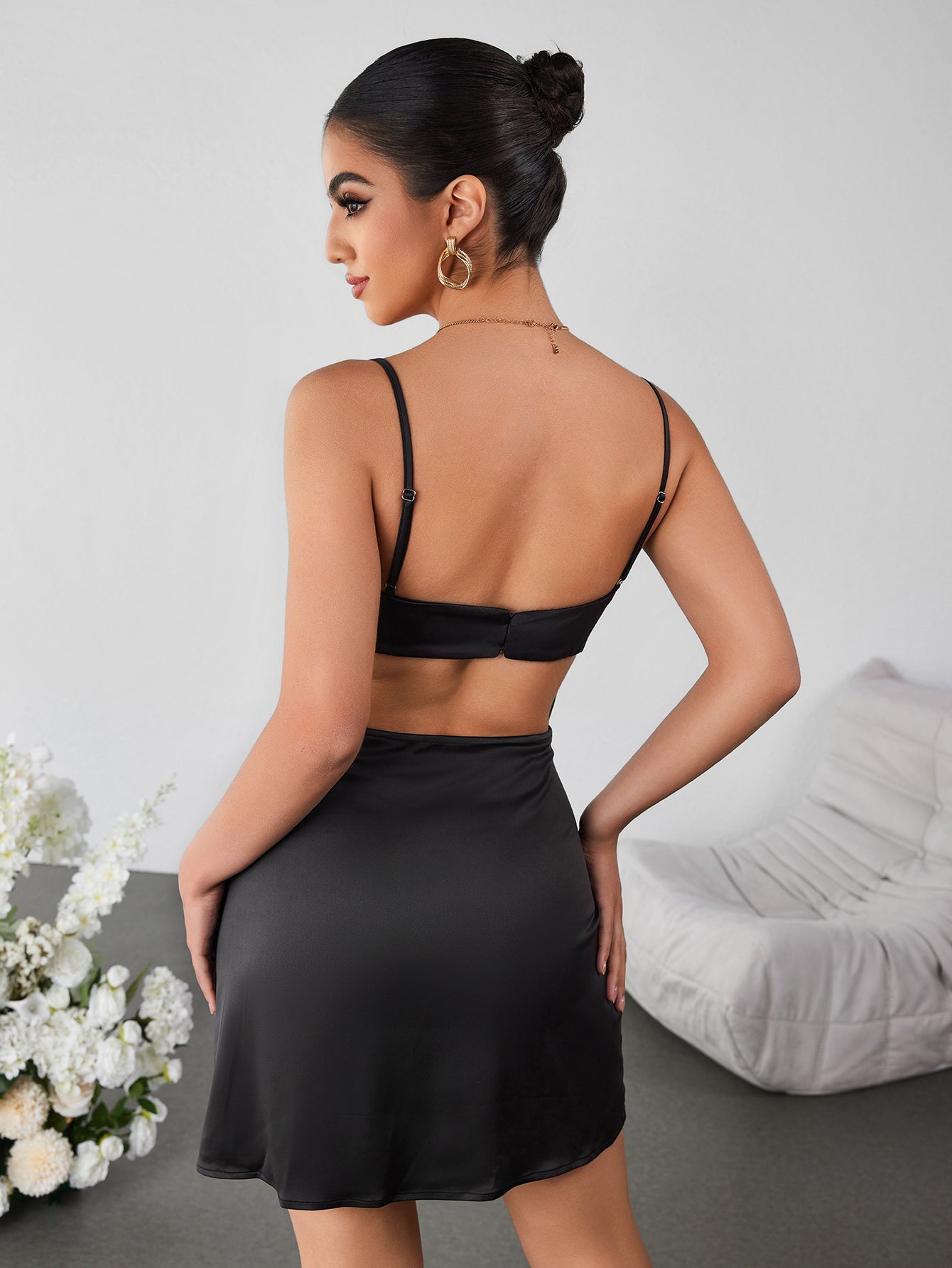 Sexy Cut-out Backless Lace Slip Dress