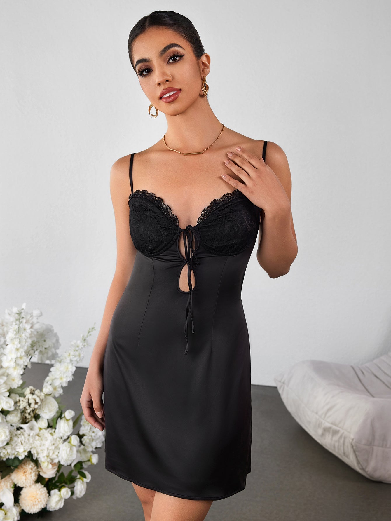 Sexy Cut-out Backless Lace Slip Dress