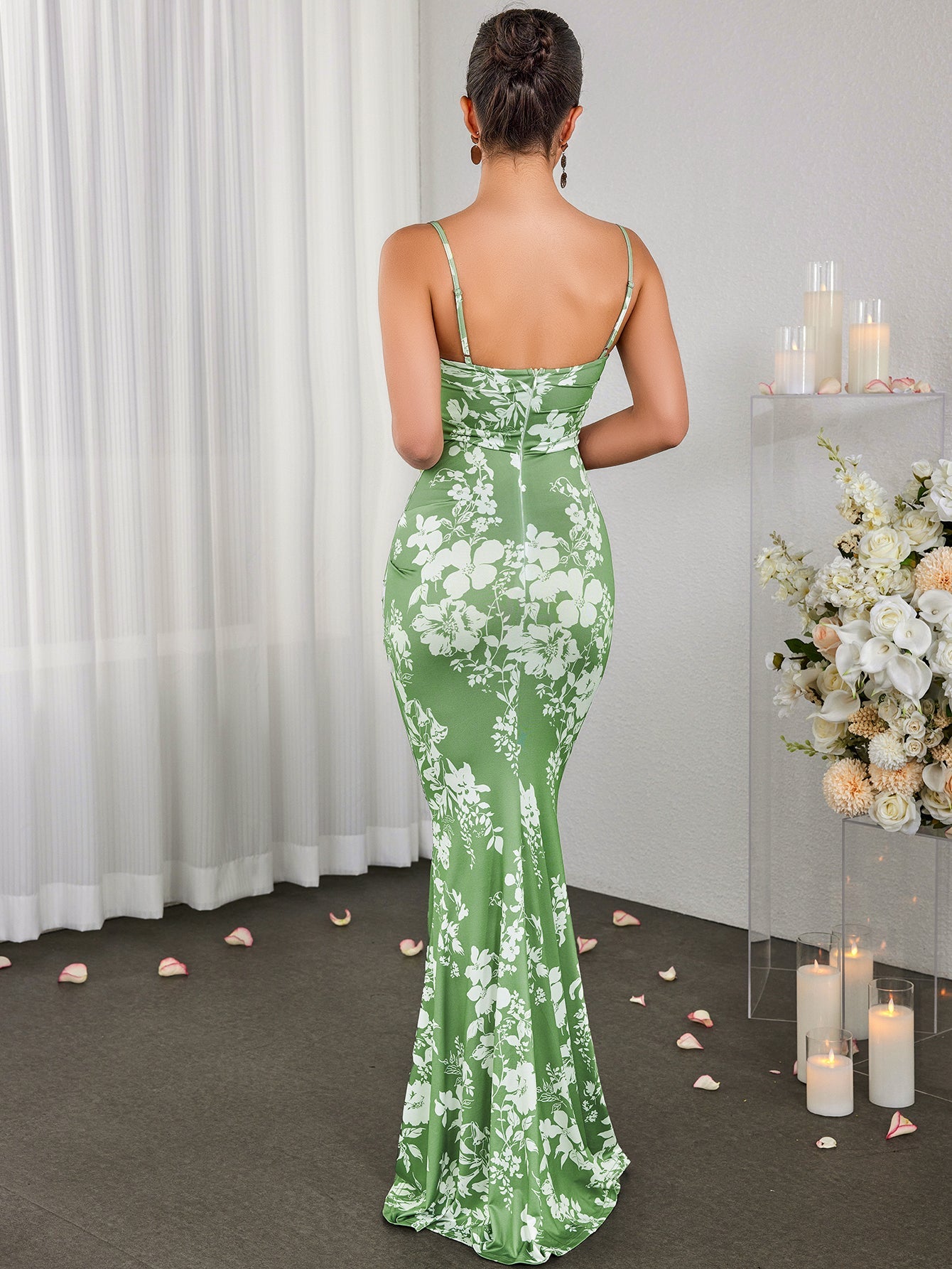 Print Slip Bodycon Gown Maxi Dress