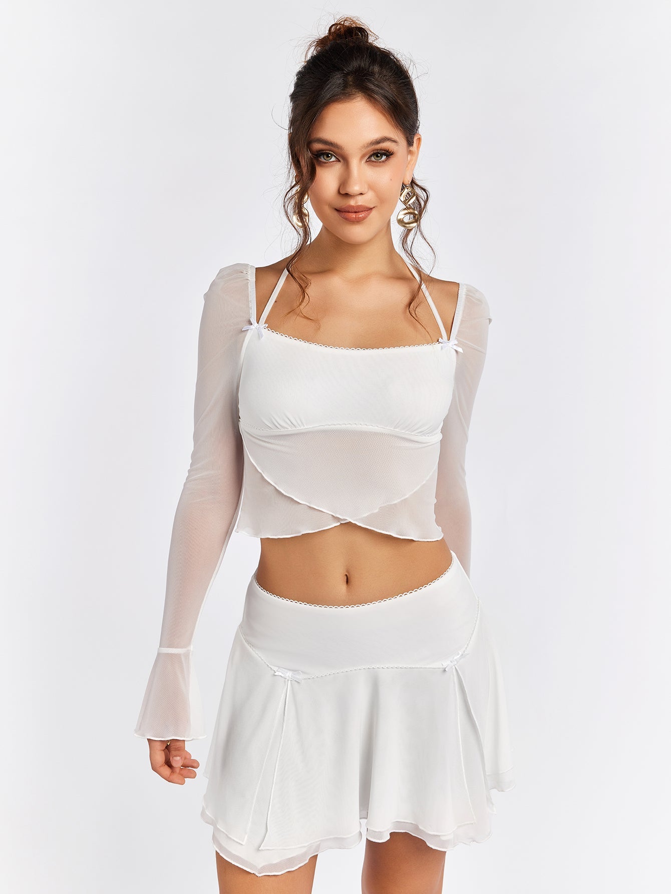 Sheer Sleeve Dress Set
