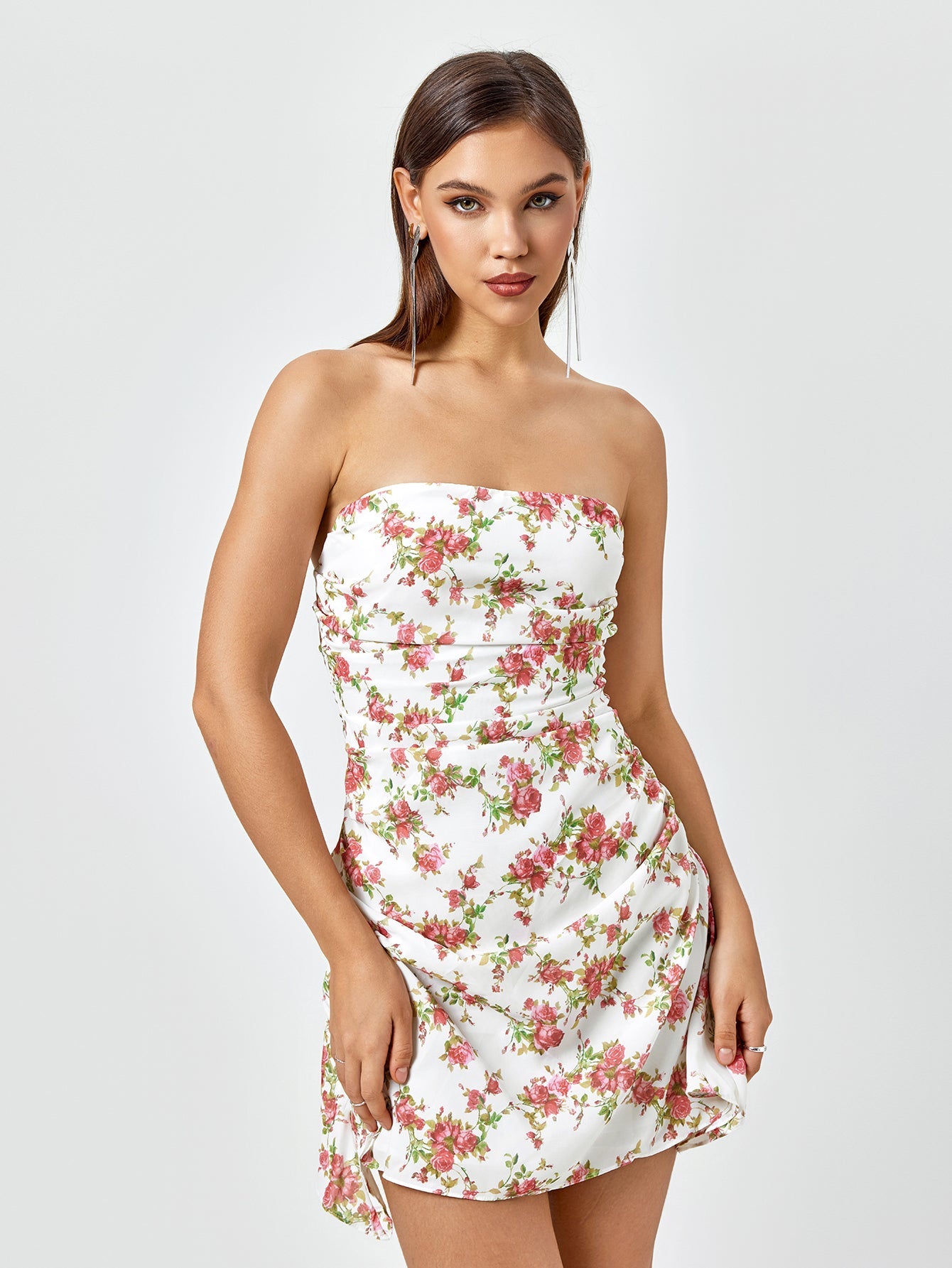 Floral Print Tube Dress
