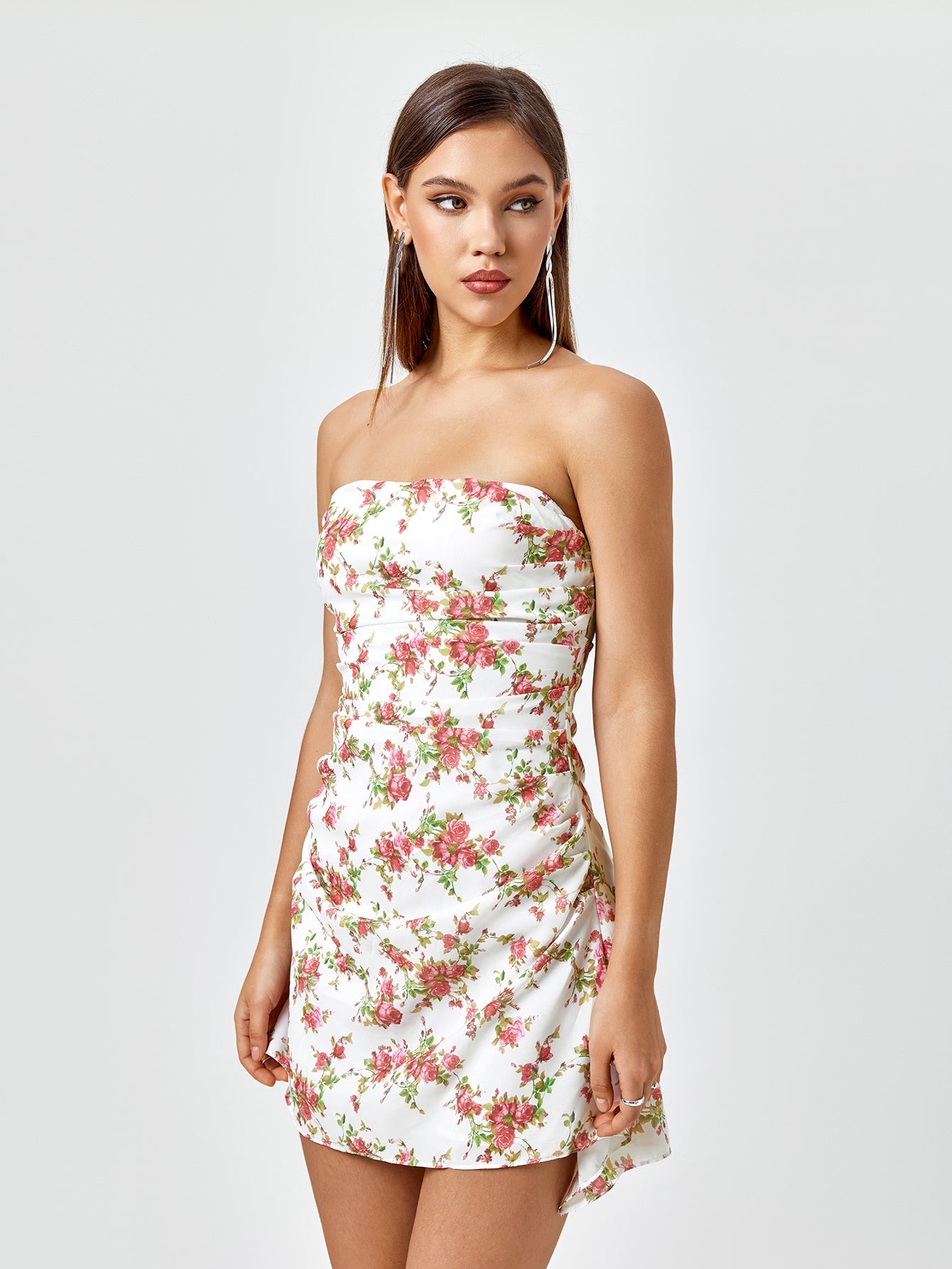 Floral Print Tube Dress
