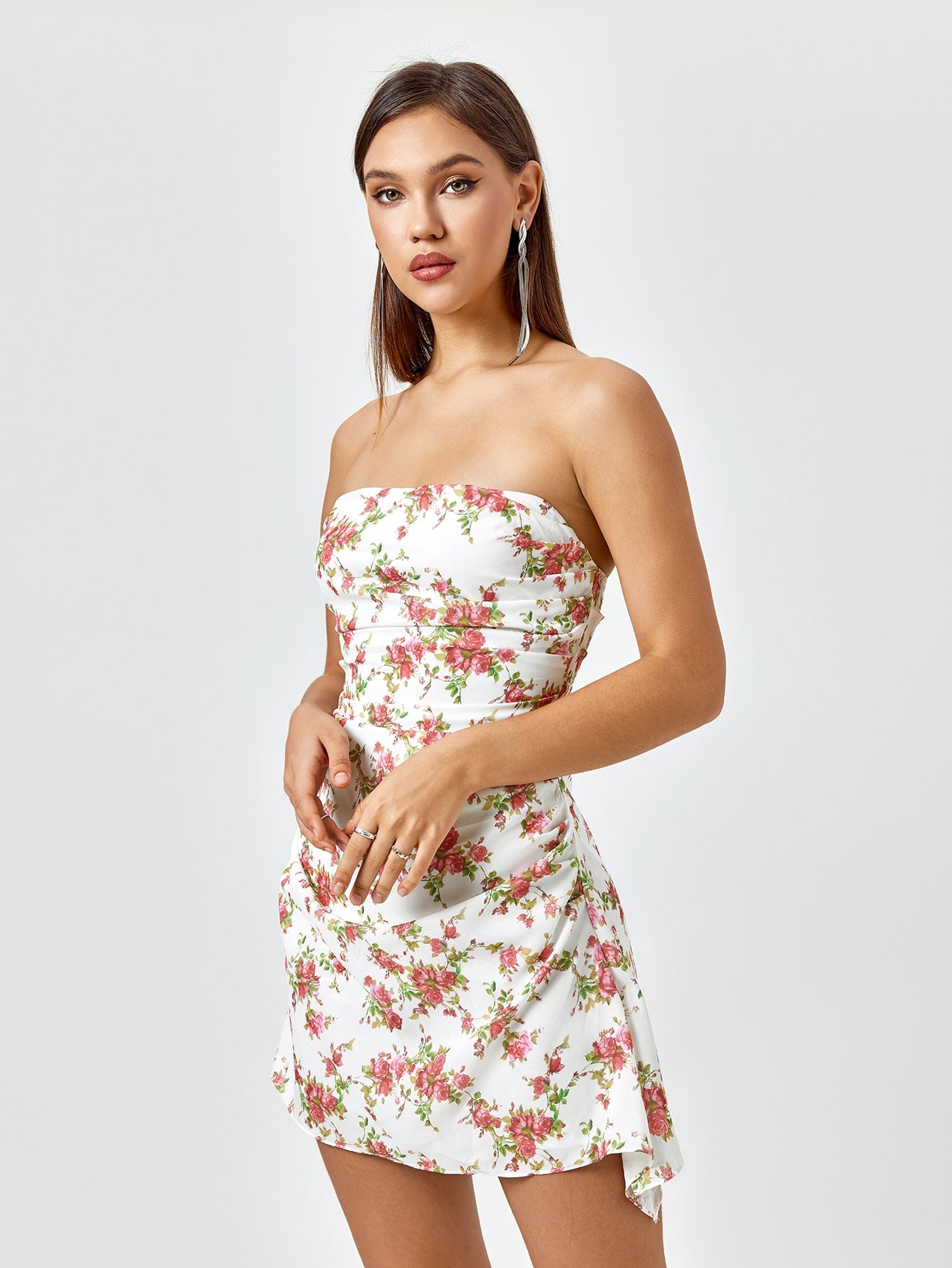 Floral Print Tube Dress