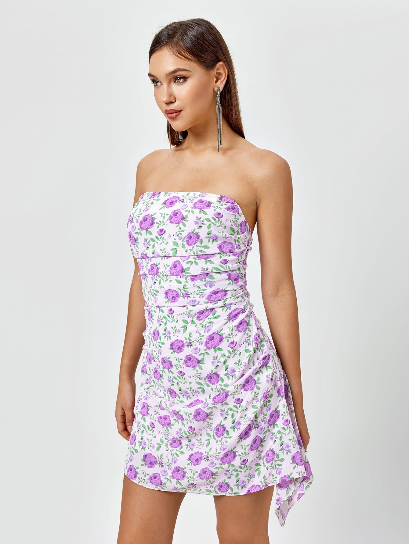 Floral Print Tube Dress