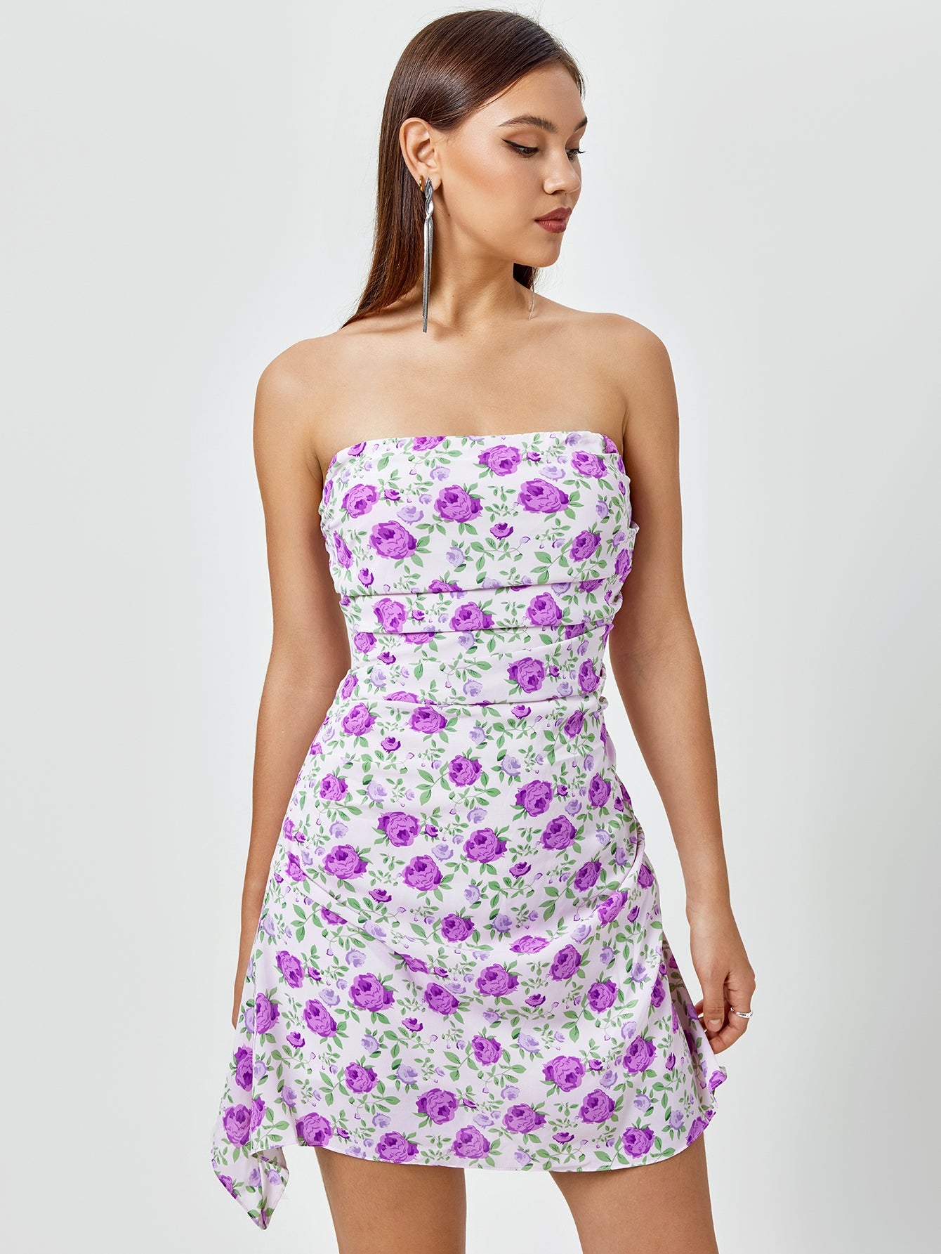 Floral Print Tube Dress