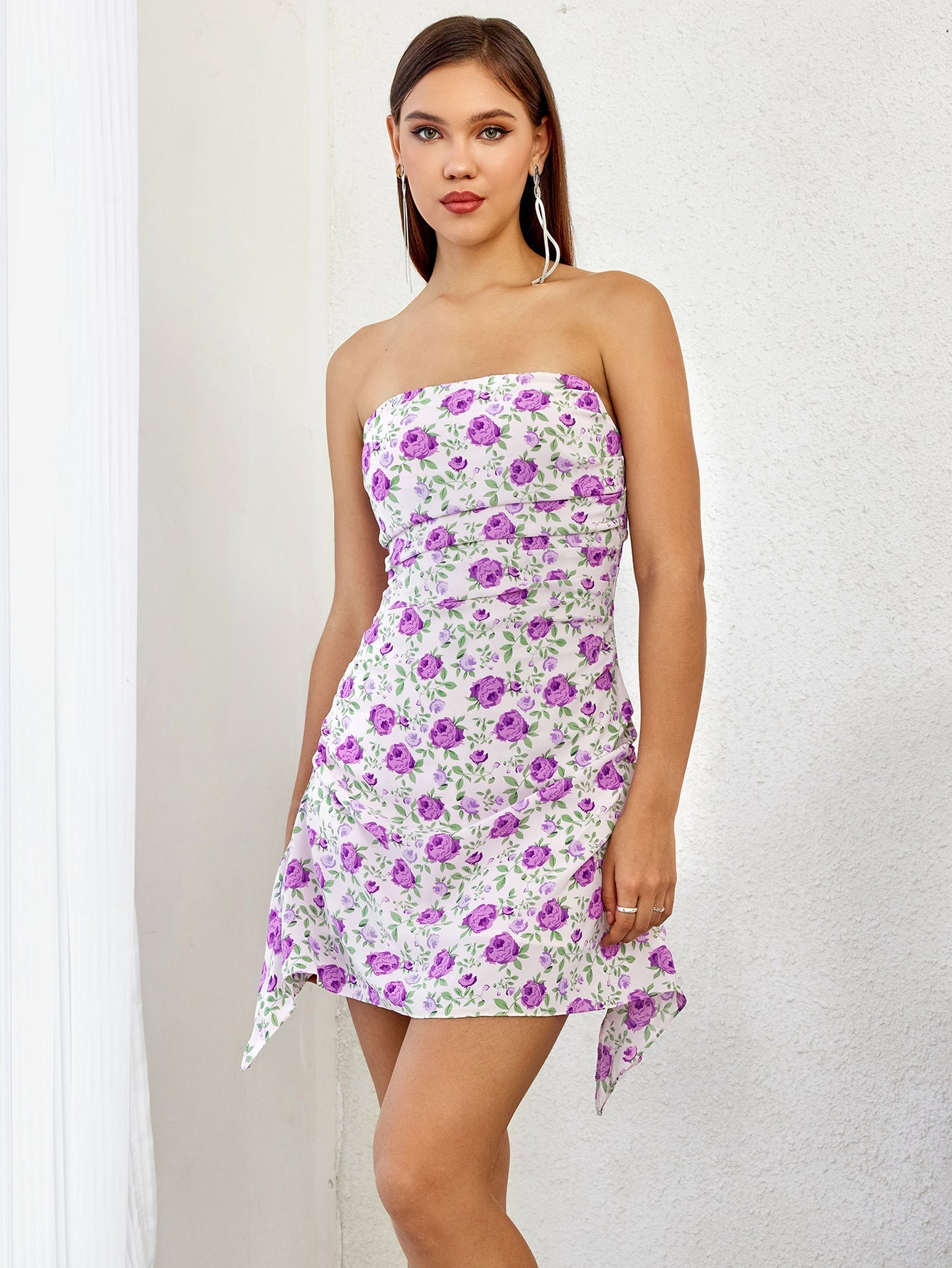 Floral Print Tube Dress