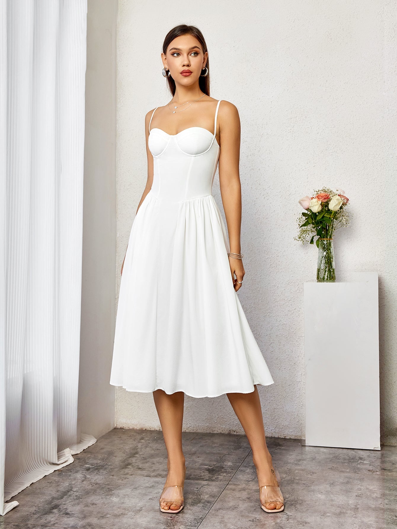 Classic Ivory A-Line Midi Dress
