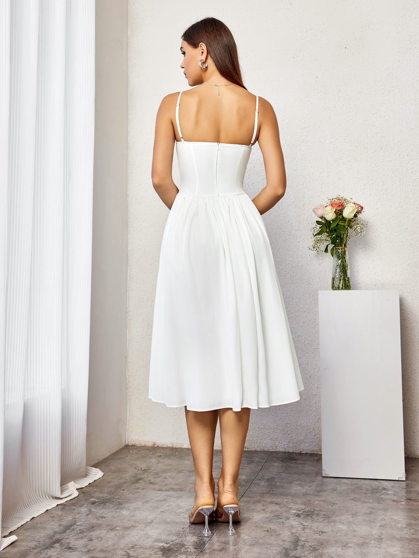 Classic Ivory A-Line Midi Dress