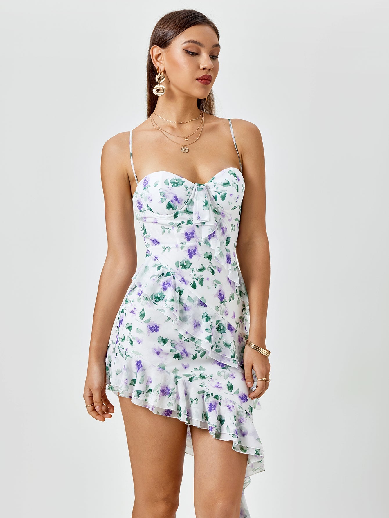 Floral Whisper Ruffled Dress