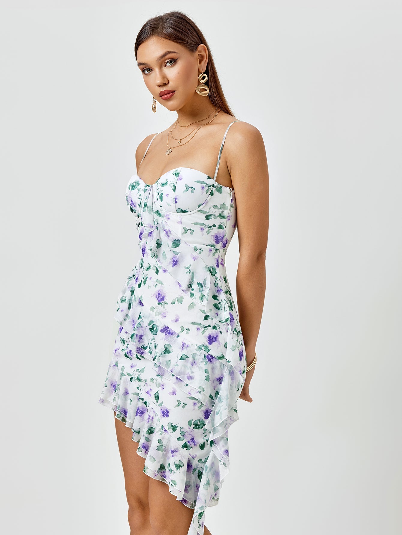 Floral Whisper Ruffled Dress
