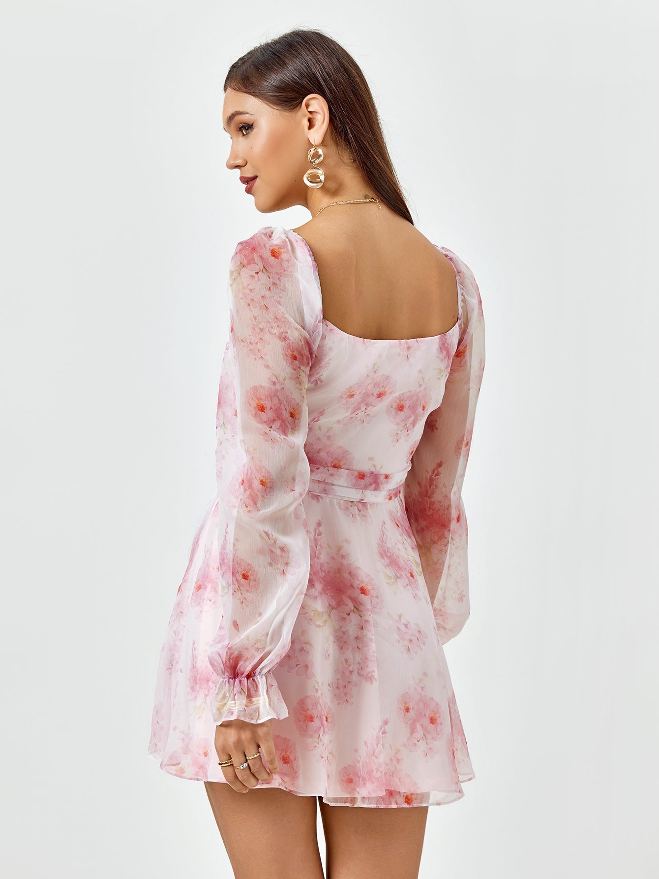 Blush Floral Chiffon Dress
