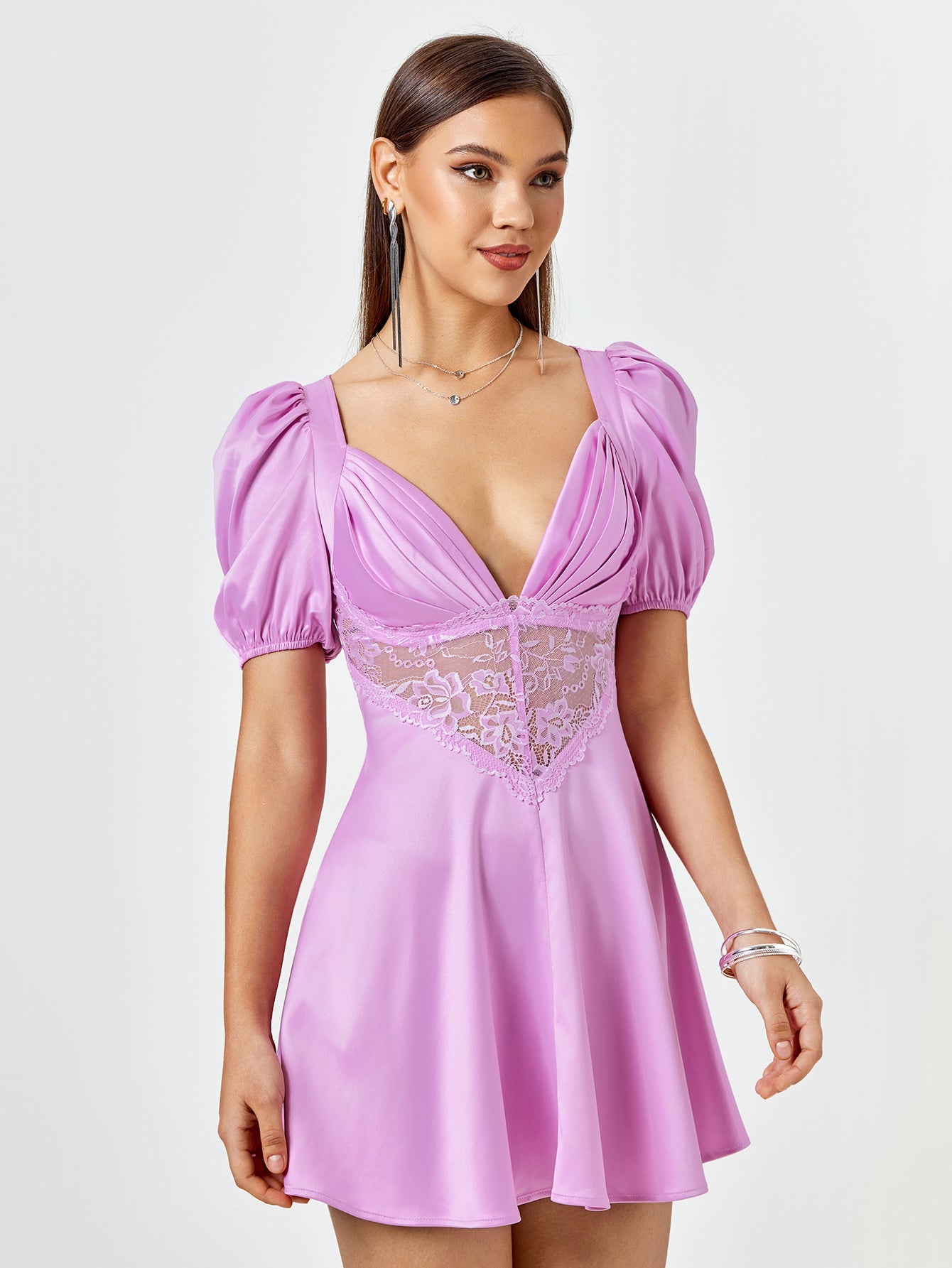 Lace Accent Skater Dress